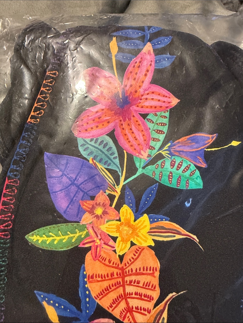 Johnny Was Black Halter One-Piece Swimsuit with Multicolor Floral Embroidery - Picture 5 of 6